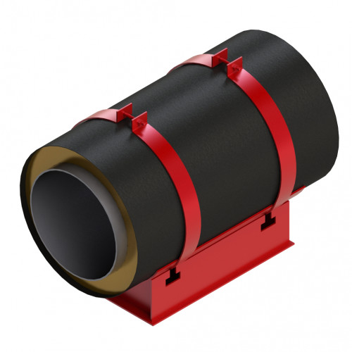 Опора скользящая хомутовая для труб в ППУ изоляции и полиэтиленовой оболочке 32х125х255 мм ГОСТ 30732-2006