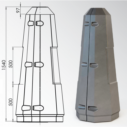 Цоколь восьмигранный стеклопластиковый А1 210х1540 мм в Брянске
